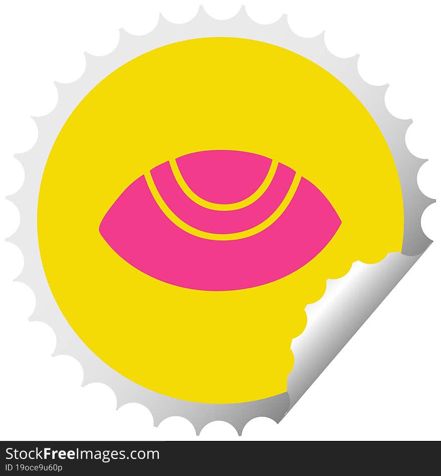 circular peeling sticker cartoon eye looking up