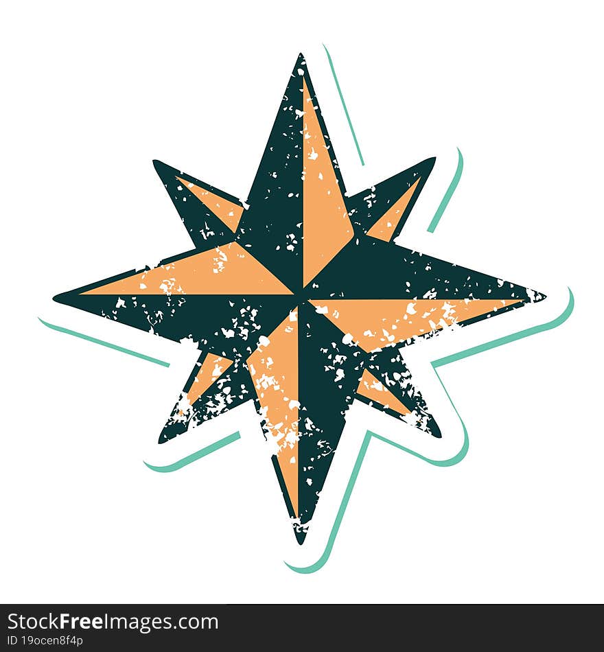 Distressed Sticker Tattoo Style Icon Of A Star