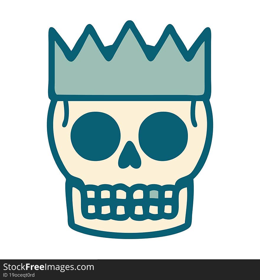 tattoo style icon of a skull and crown