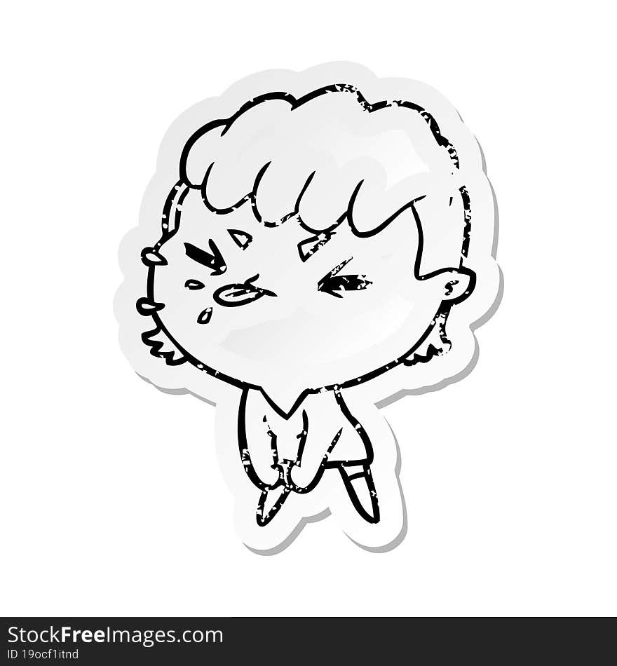 distressed sticker of a cartoon rude girl