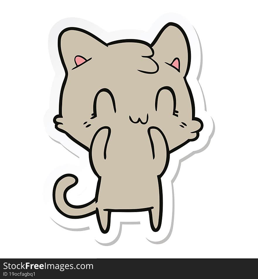 sticker of a cartoon happy cat