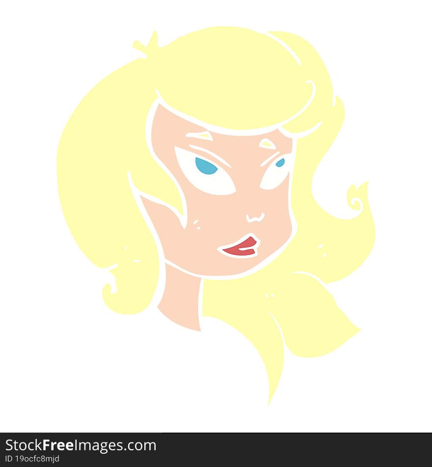 Flat Color Illustration Of A Cartoon Female Face