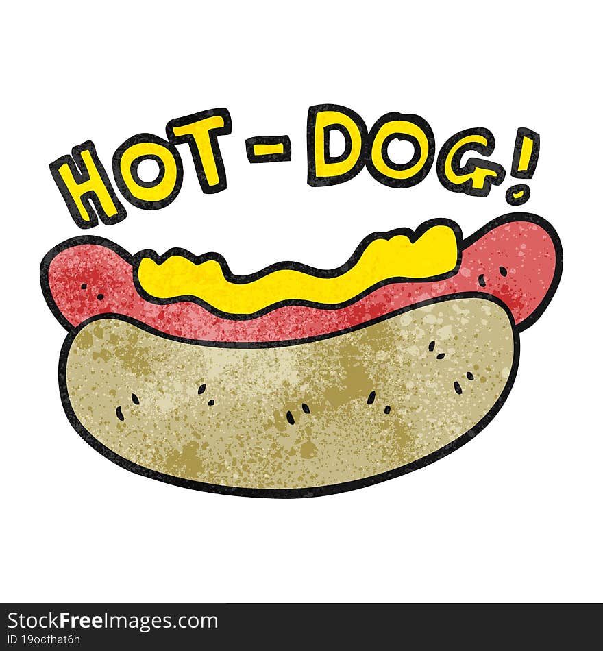 textured cartoon hotdog