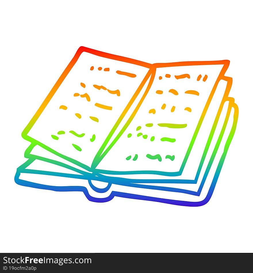 rainbow gradient line drawing cartoon open book