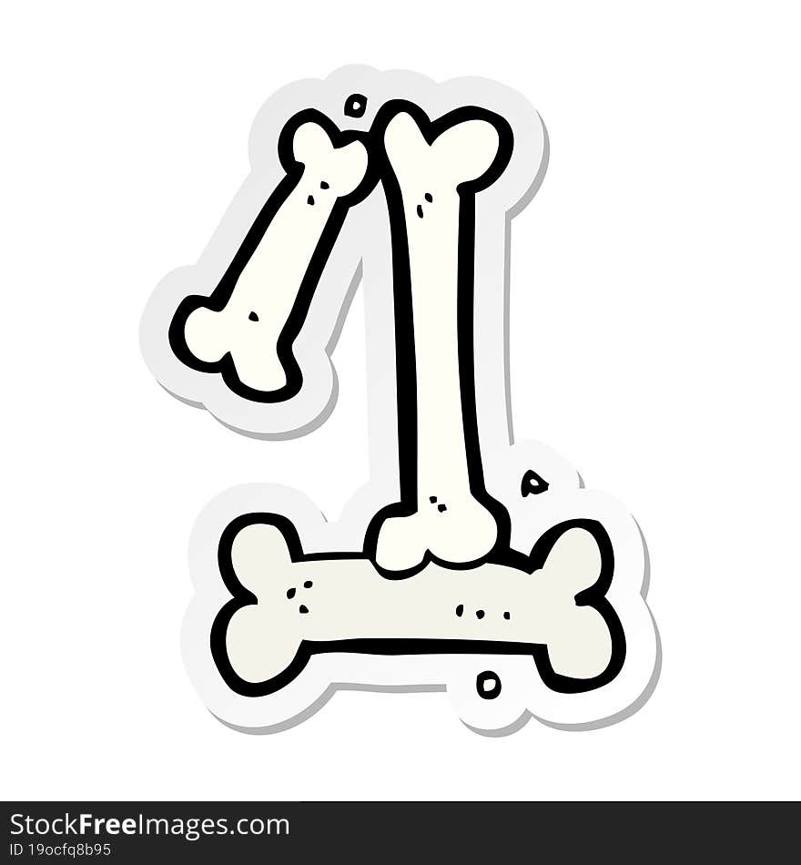 sticker of a cartoon halloween bone number