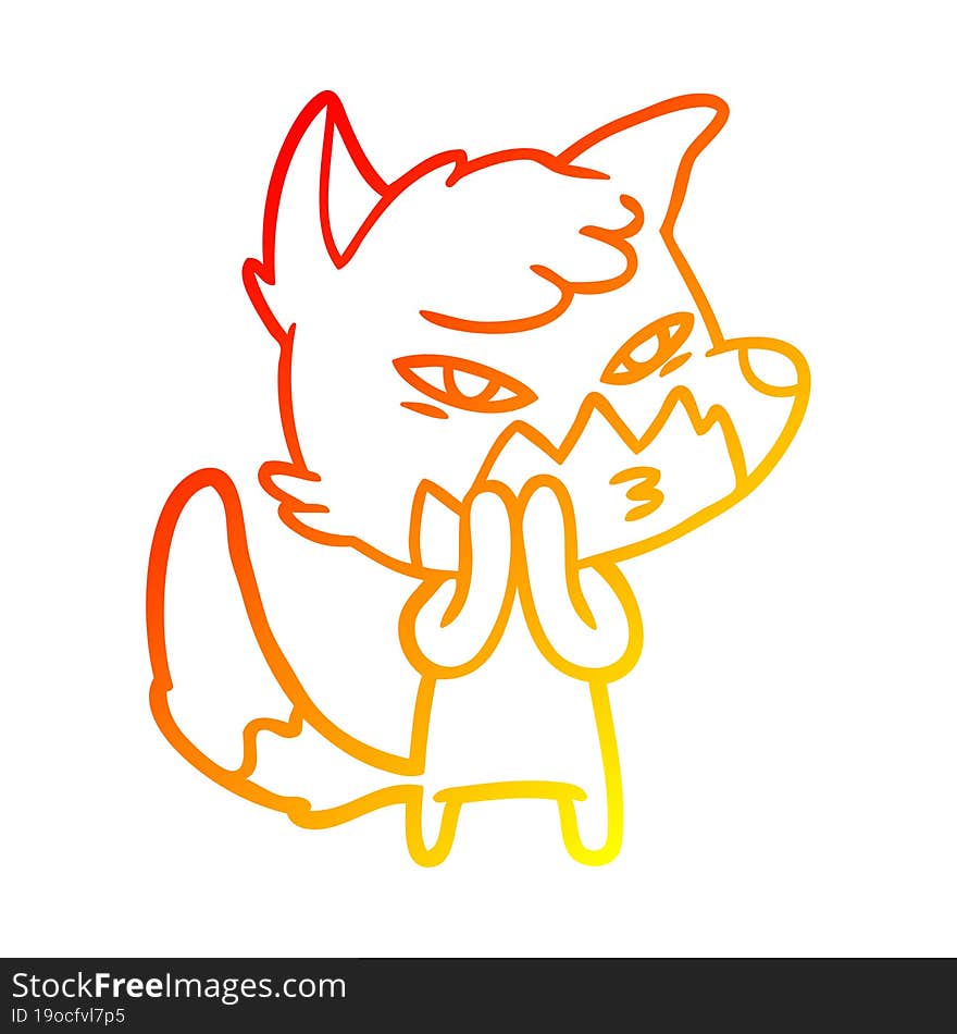 warm gradient line drawing clever cartoon fox