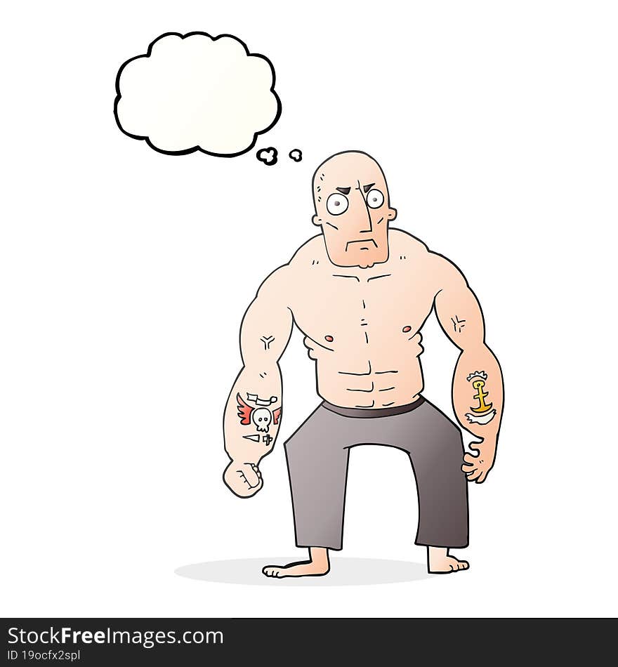 thought bubble cartoon tough man