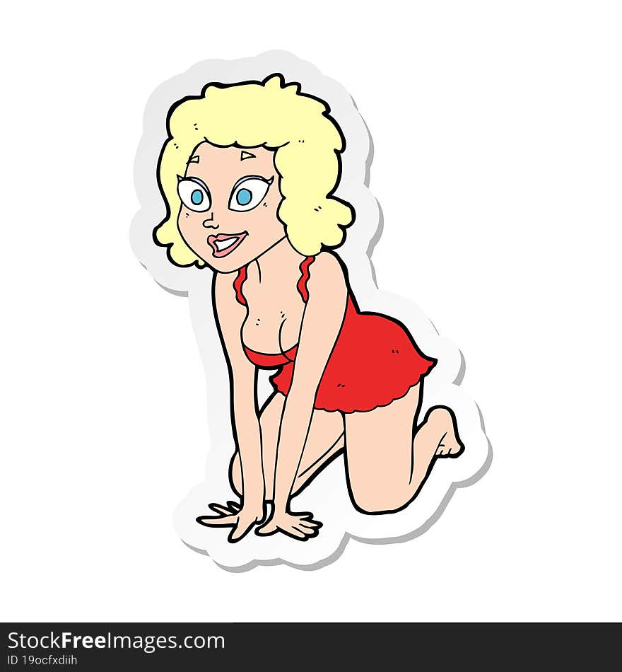 sticker of a cartoon funny sexy woman