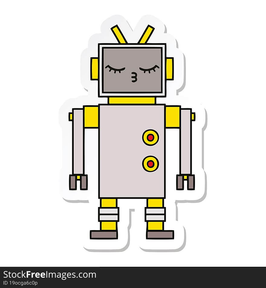 Sticker Of A Cute Cartoon Robot