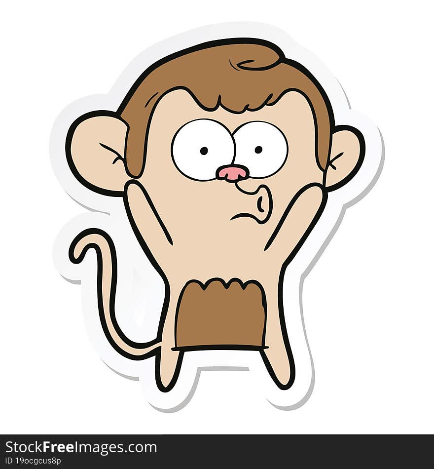 sticker of a cartoon surprised monkey