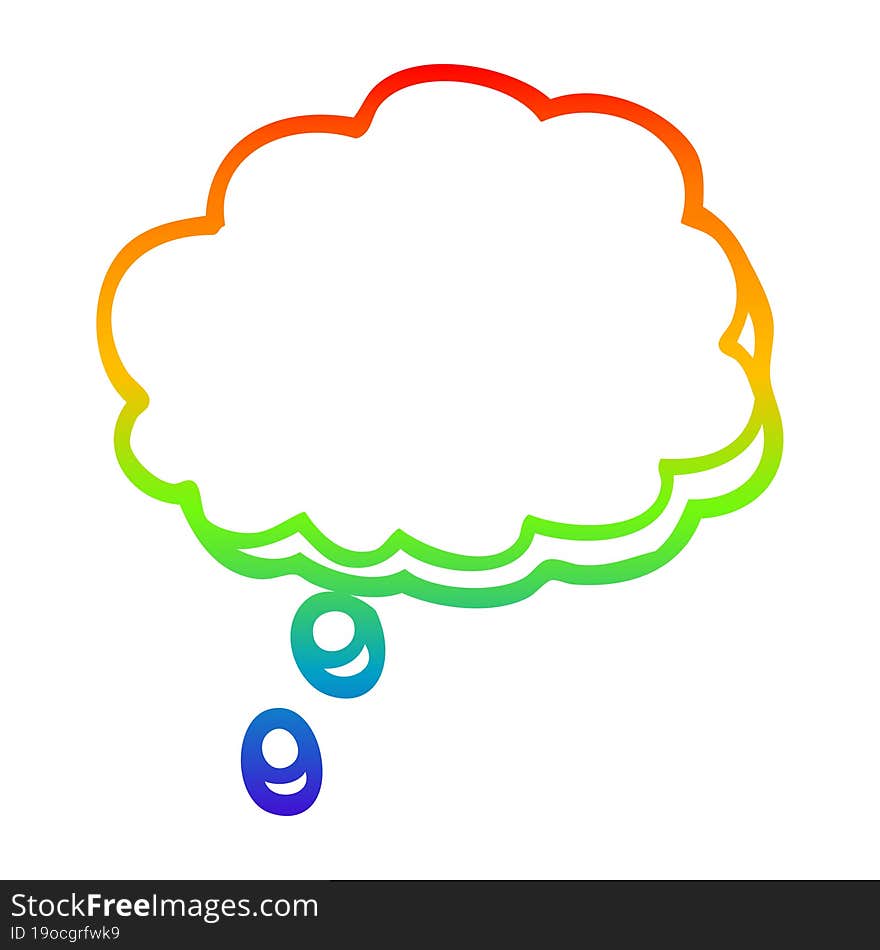 rainbow gradient line drawing of a cartoon mind bubble