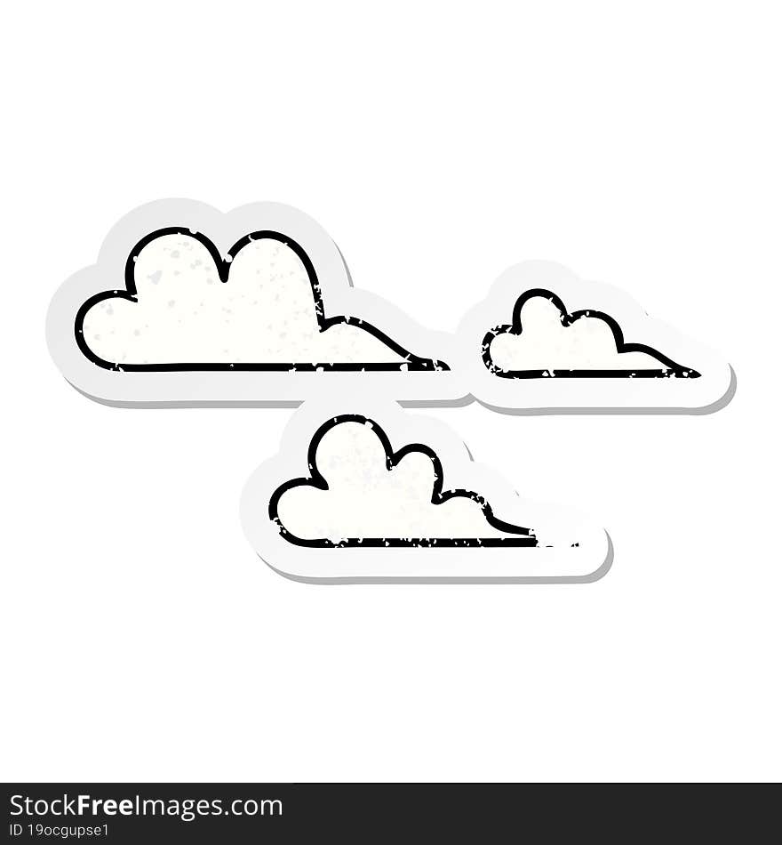 distressed sticker of a cute cartoon cloud