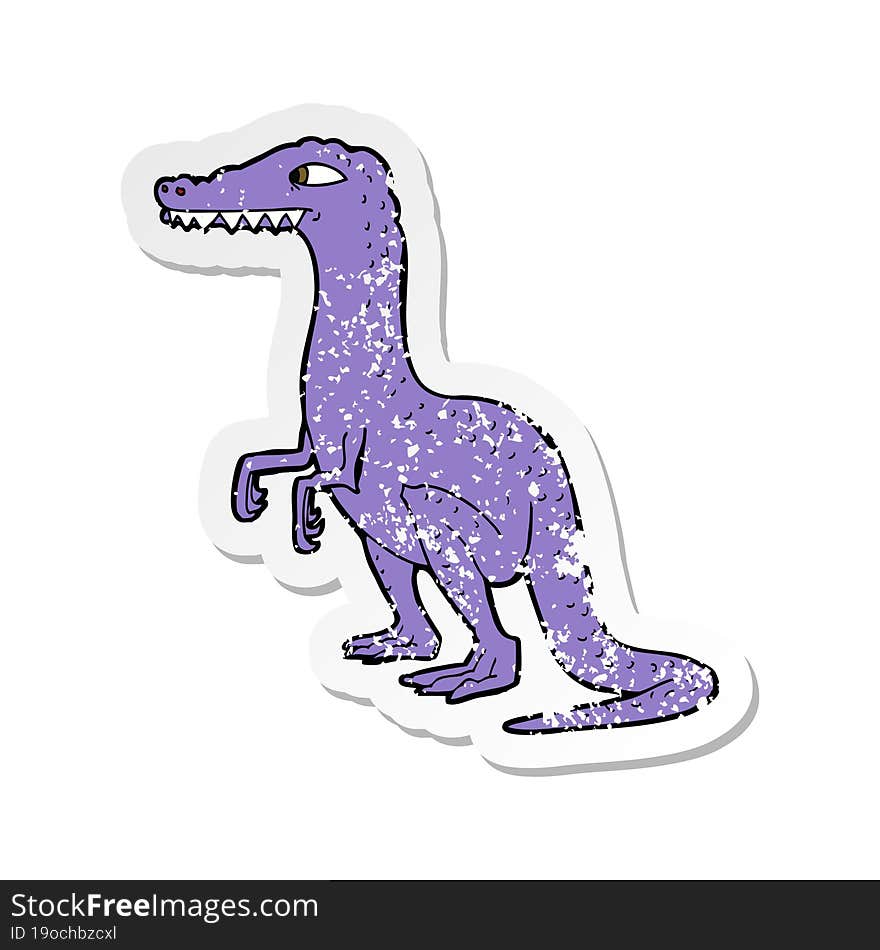 retro distressed sticker of a cartoon dinosaur