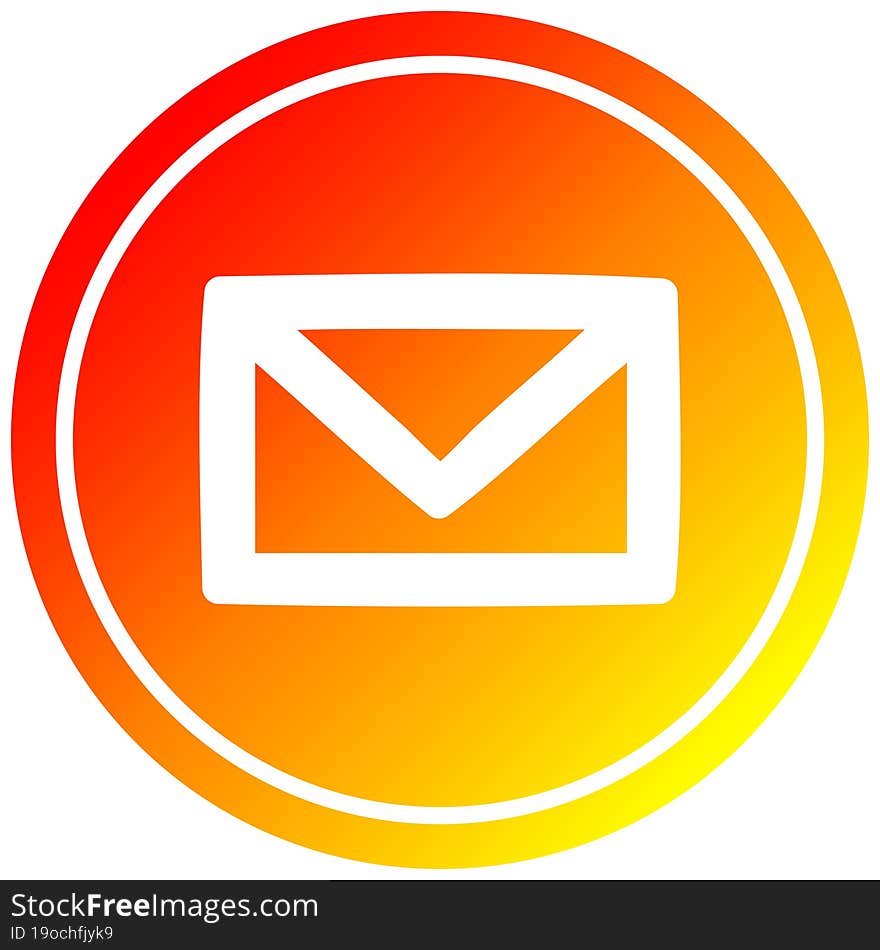 envelope letter circular icon with warm gradient finish. envelope letter circular icon with warm gradient finish