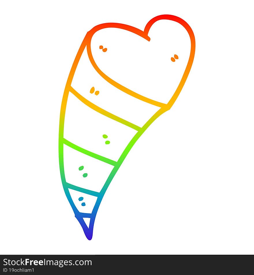 rainbow gradient line drawing cartoon shooting heart decorative element