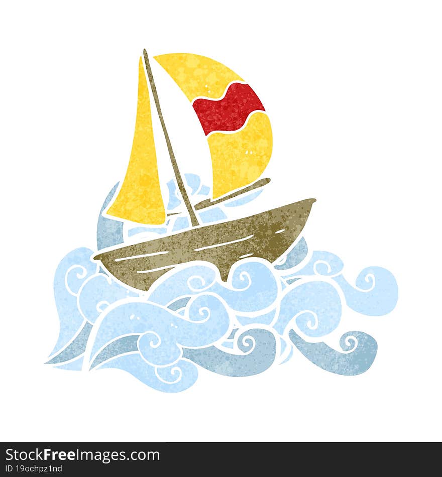 retro cartoon sail ship