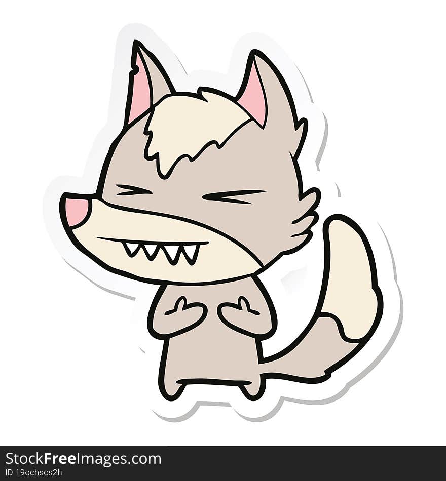 Sticker Of A Angry Wolf Cartoon