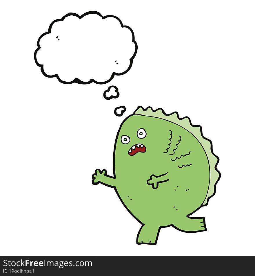 cartoon monster with thought bubble