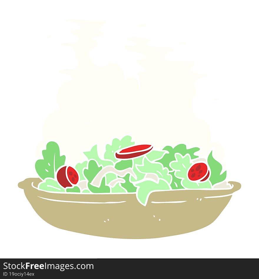 flat color illustration of a cartoon salad