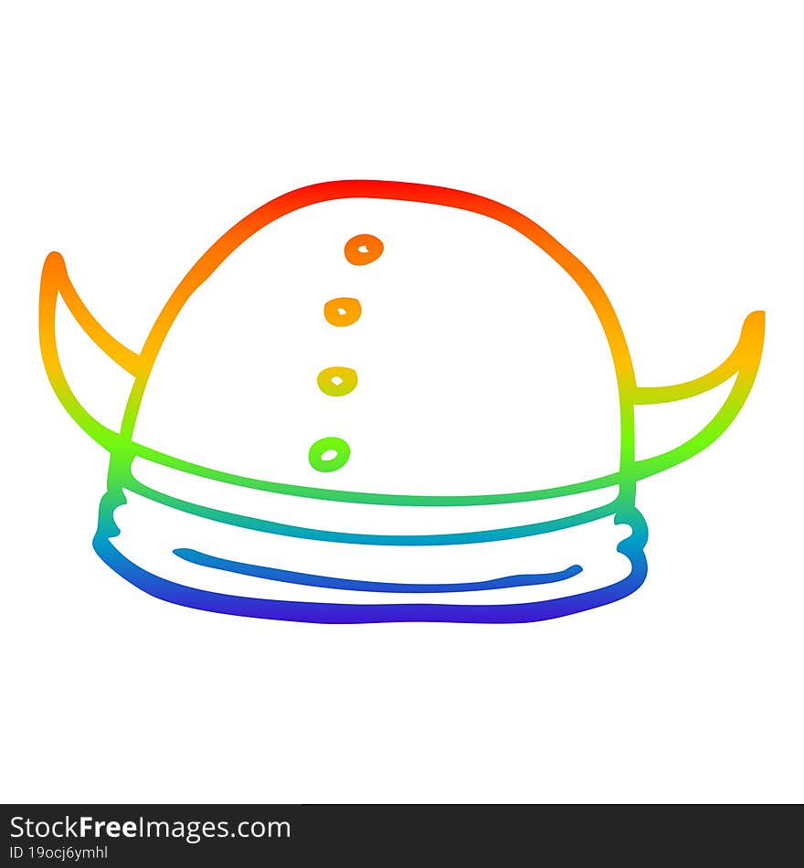 rainbow gradient line drawing cartoon viking helmet