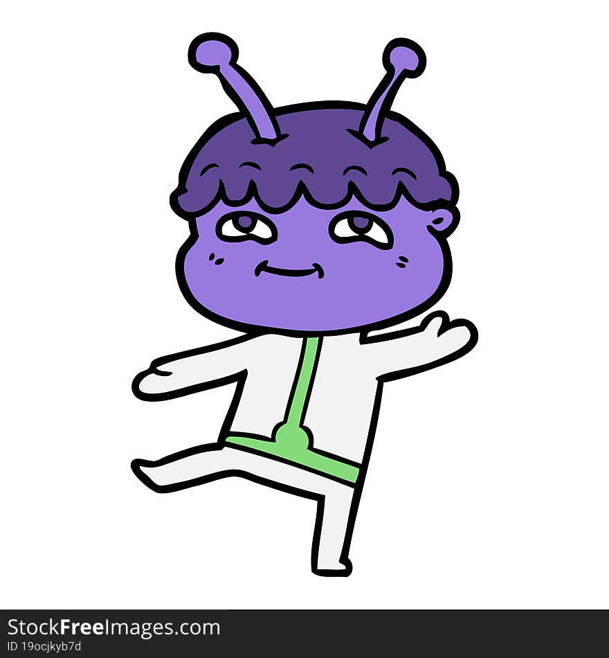 friendly cartoon spaceman dancing. friendly cartoon spaceman dancing