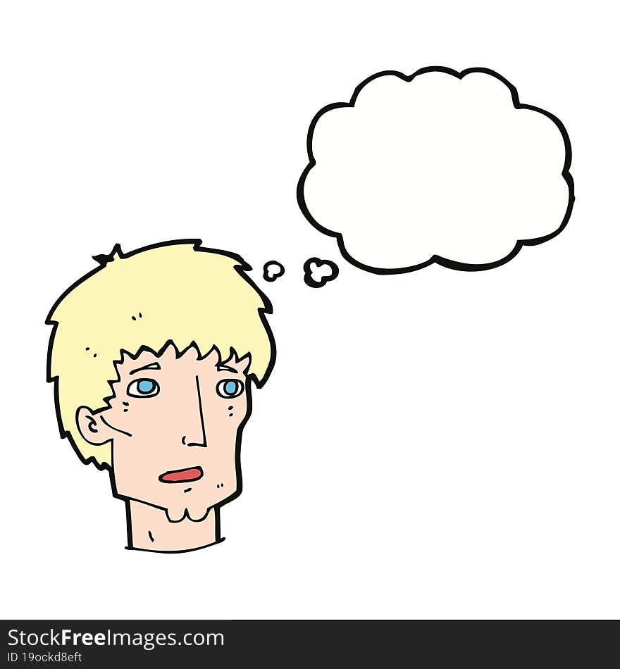 Cartoon Worried Man With Thought Bubble