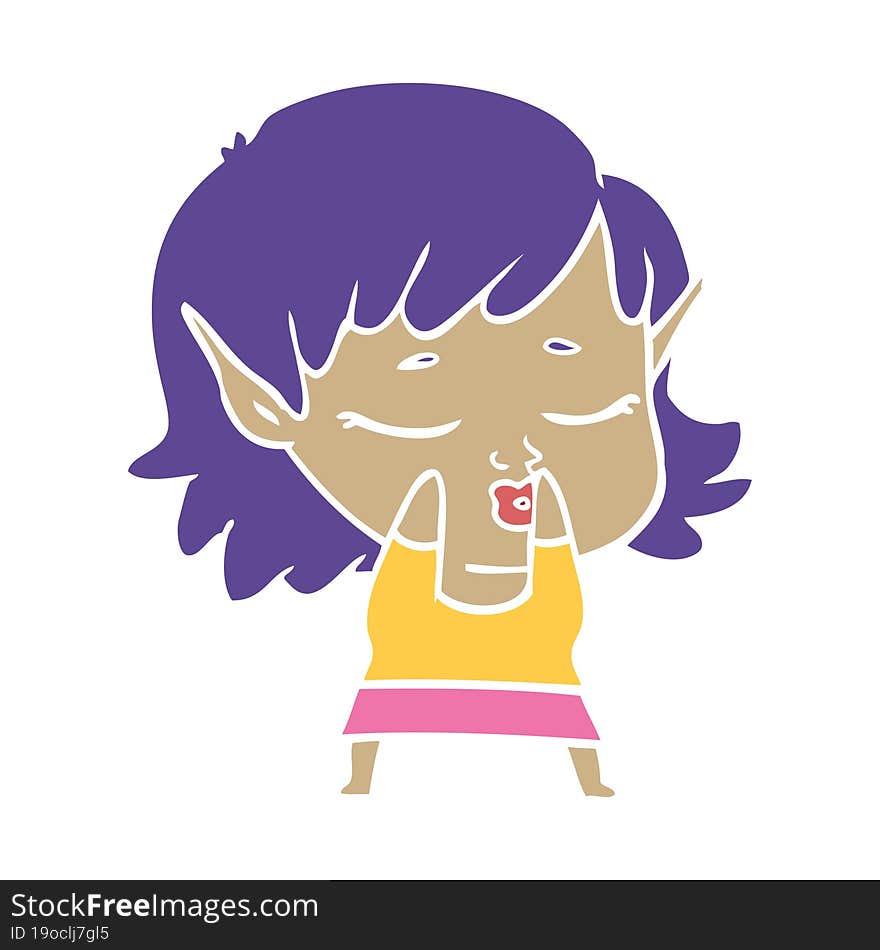 pretty flat color style cartoon elf girl