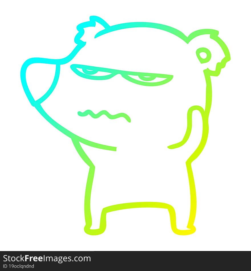 cold gradient line drawing angry bear polar cartoon