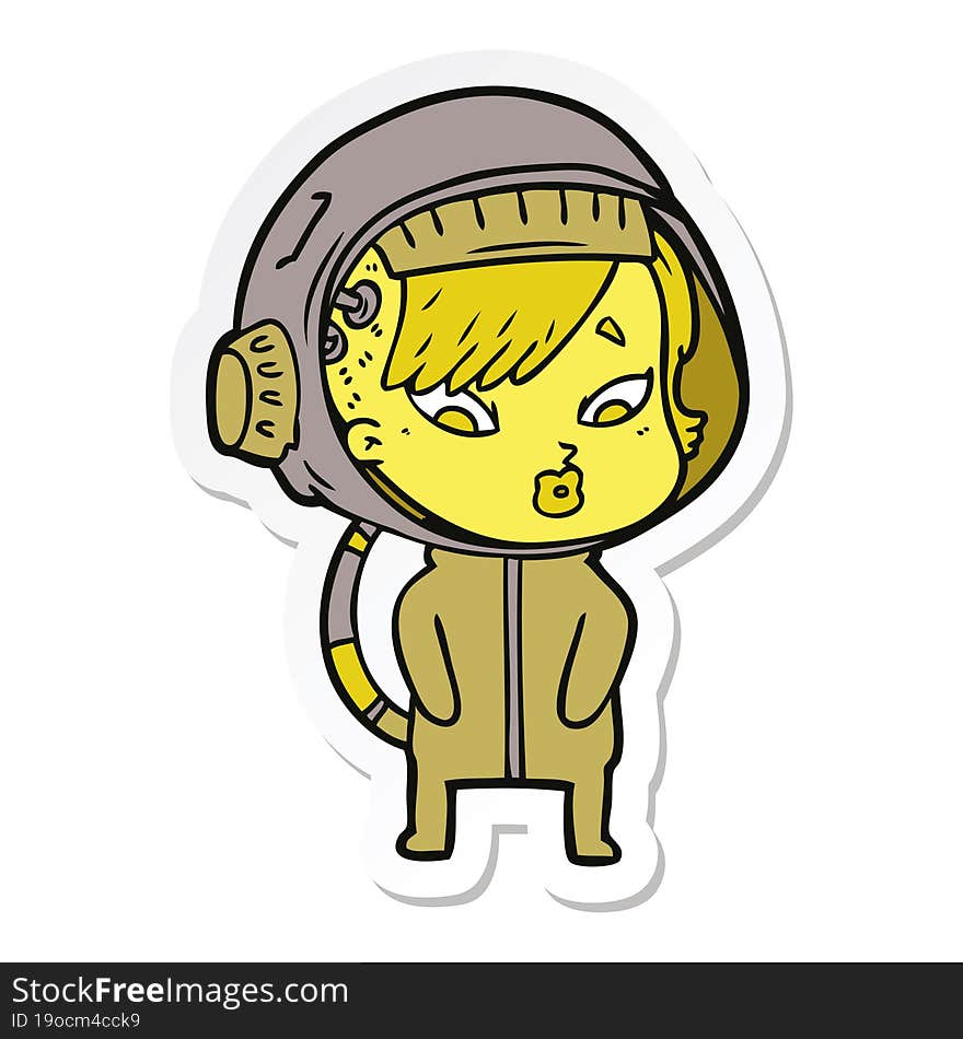 sticker of a cartoon astronaut woman