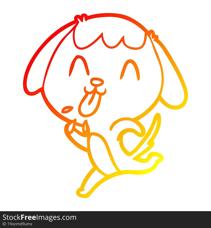 Warm Gradient Line Drawing Cute Cartoon Dog