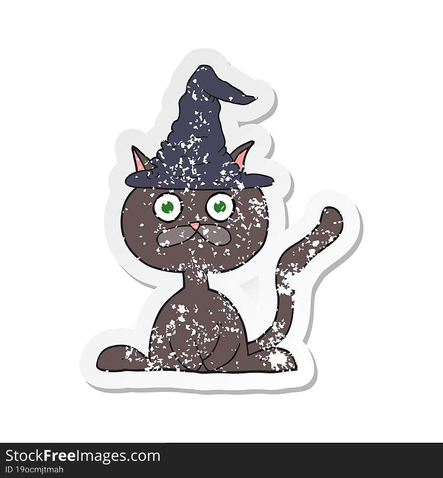 retro distressed sticker of a cartoon halloween cat