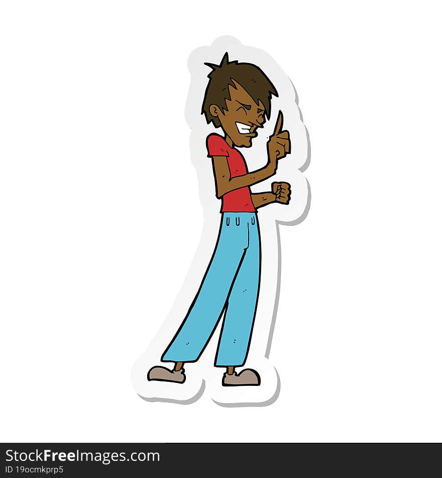 sticker of a cartoon angry man arguing