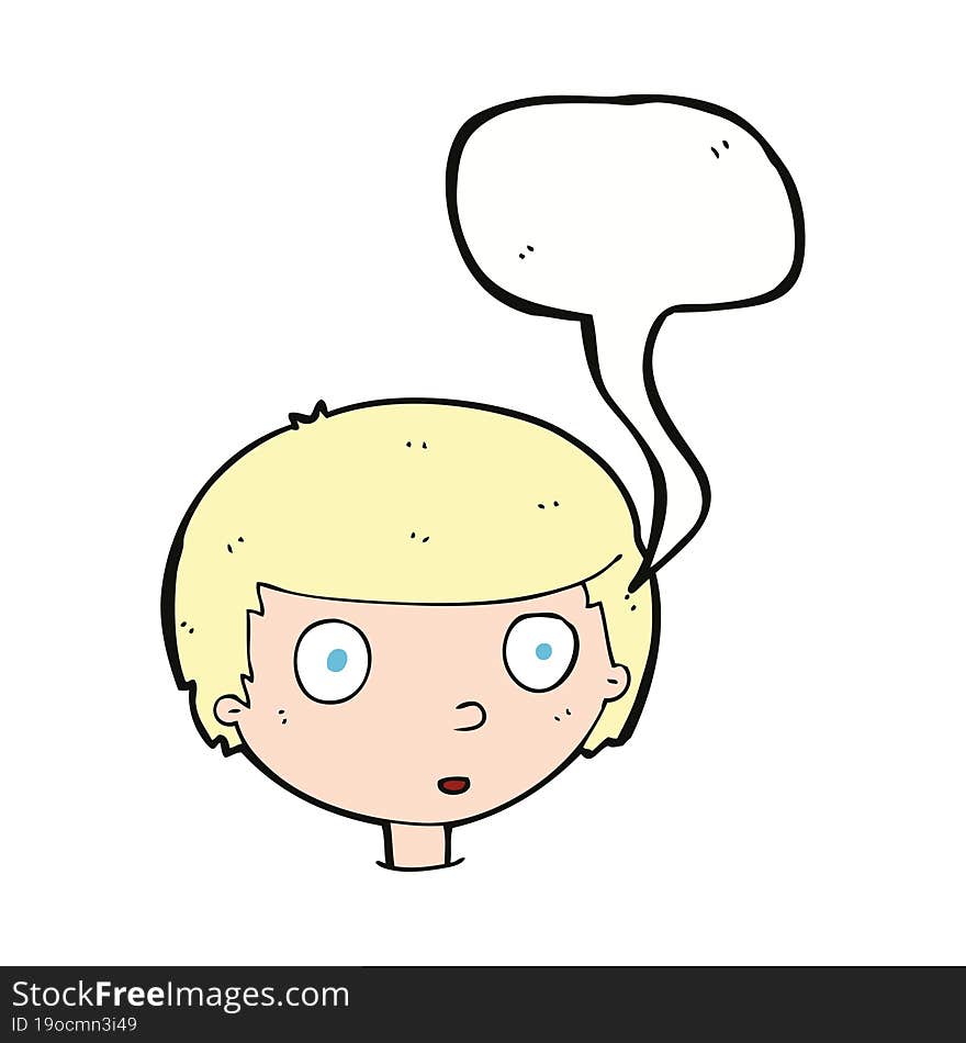 Cartoon Curious Boy With Speech Bubble