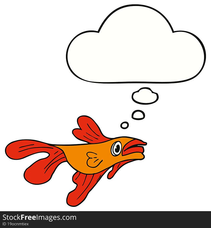 cartoon fighting fish with thought bubble. cartoon fighting fish with thought bubble