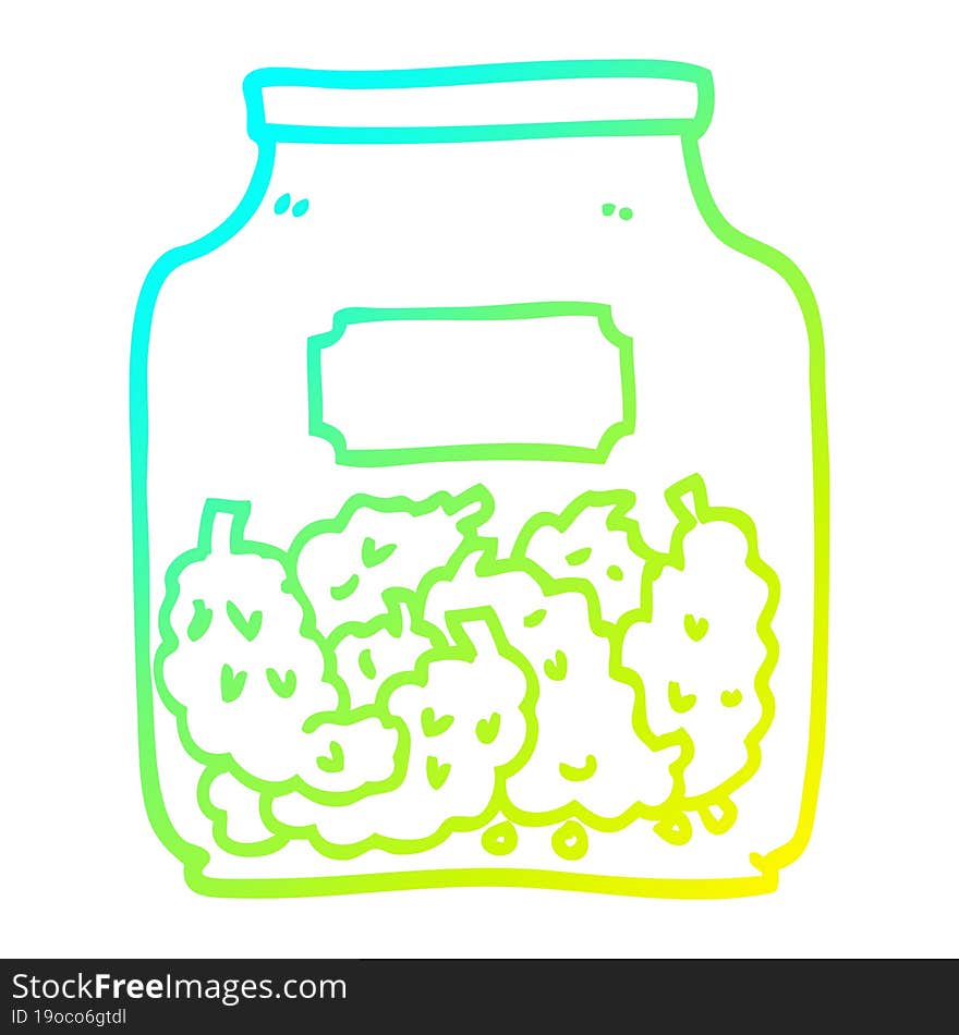 cold gradient line drawing cartoon cannabis dispensary jar