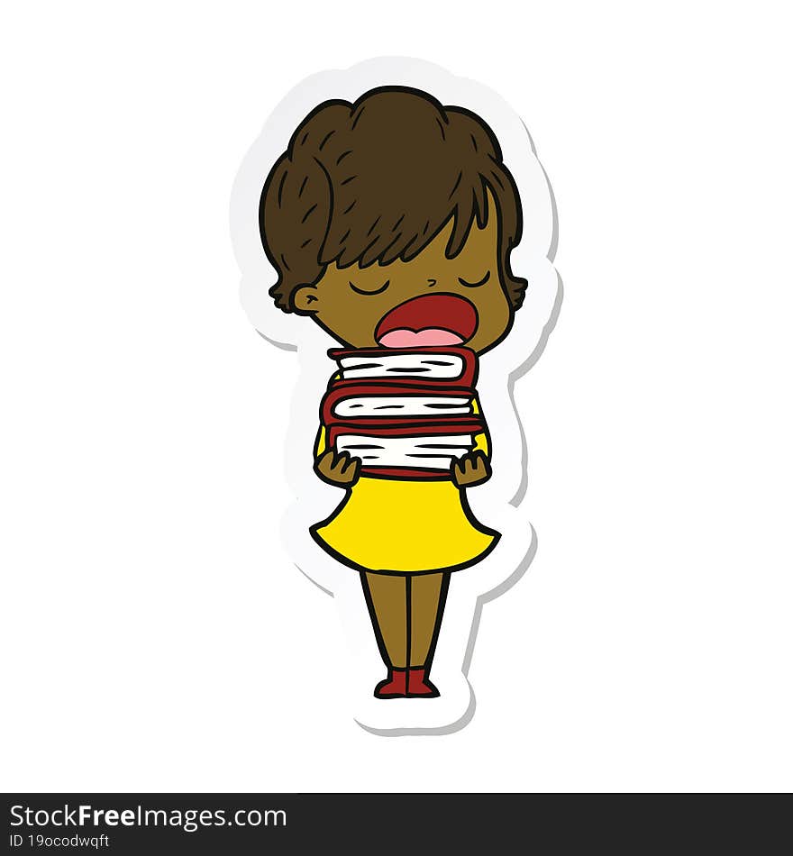 sticker of a cartoon woman talking