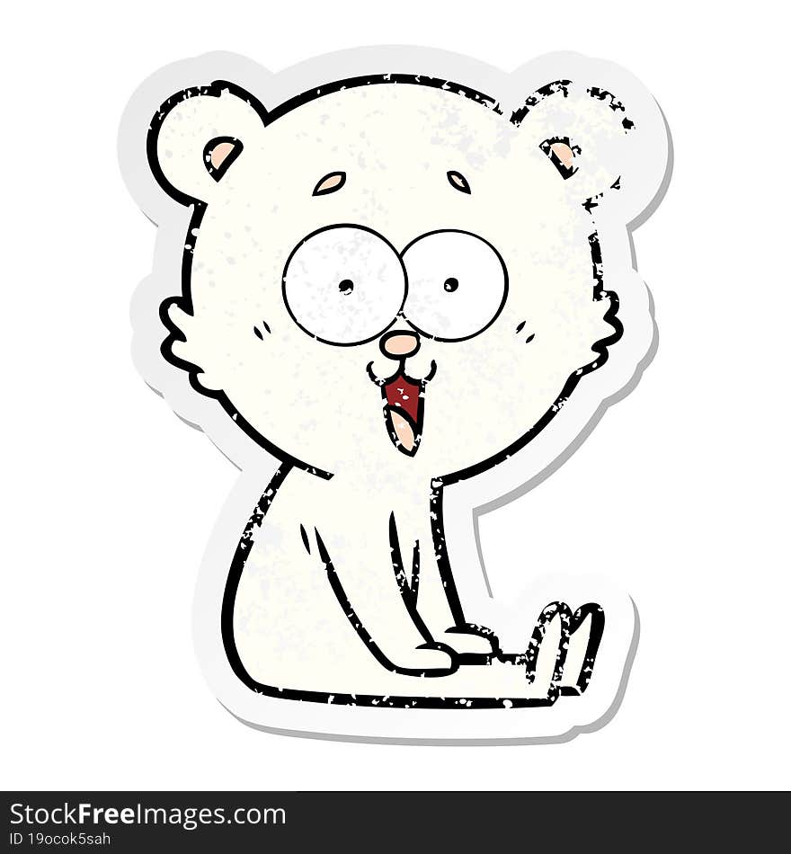 distressed sticker of a laughing teddy  bear cartoon