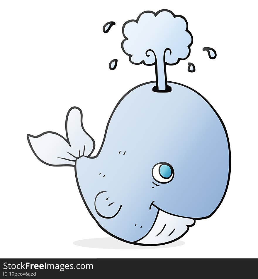 freehand drawn cartoon whale spouting water