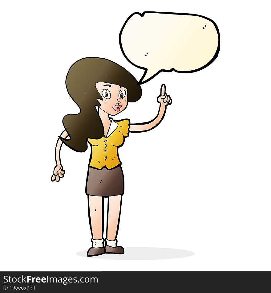 cartoon pretty woman with idea with speech bubble