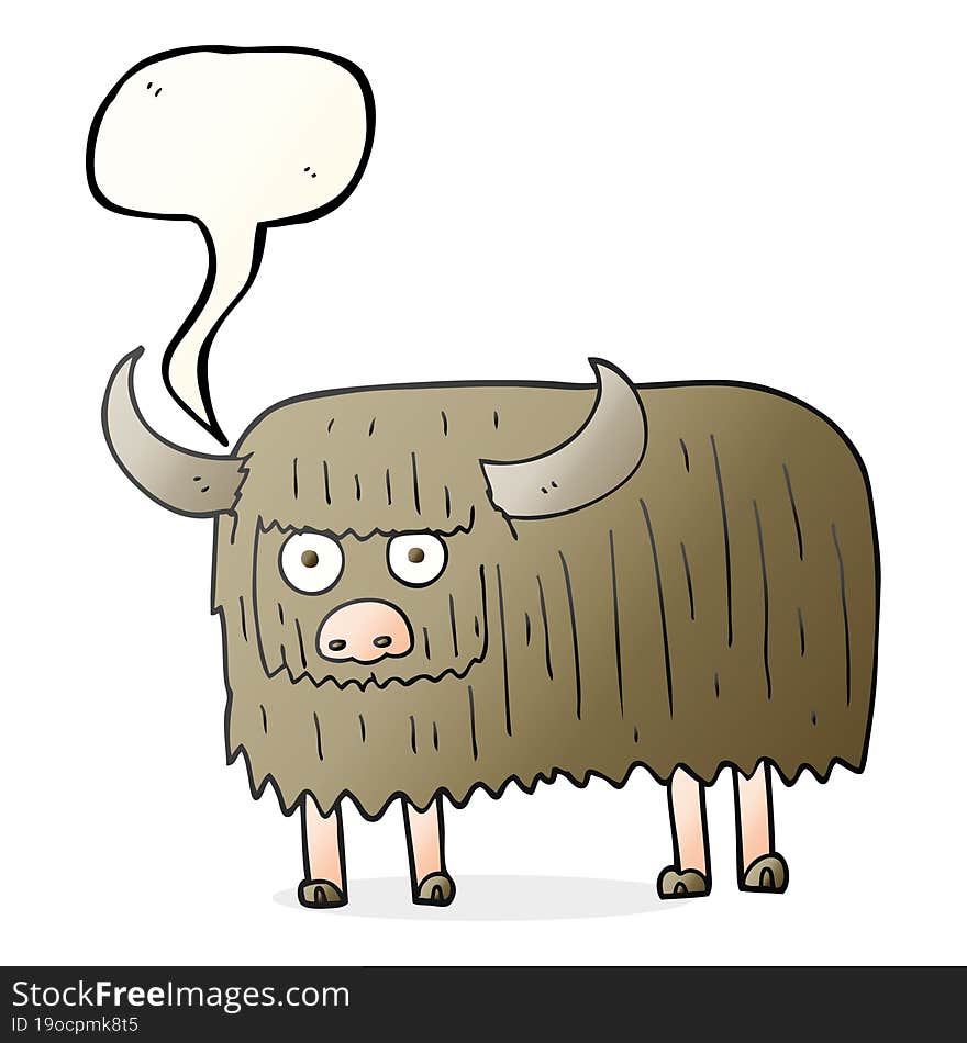 Speech Bubble Cartoon Hairy Cow