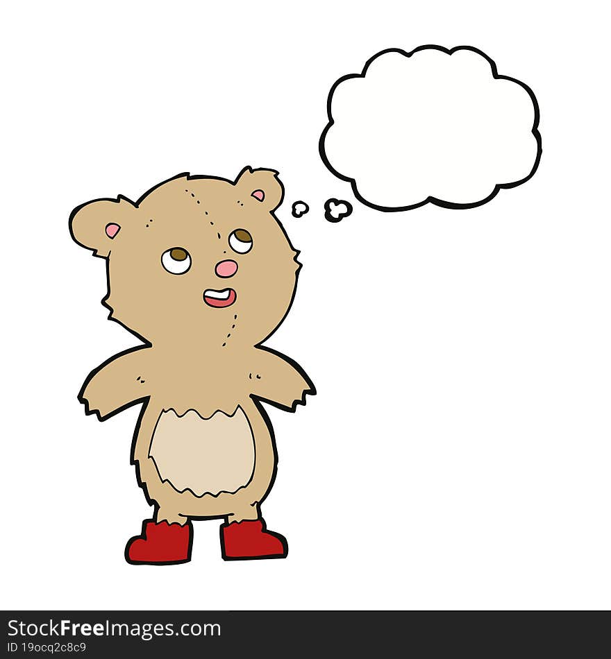 cartoon teddy bear with thought bubble