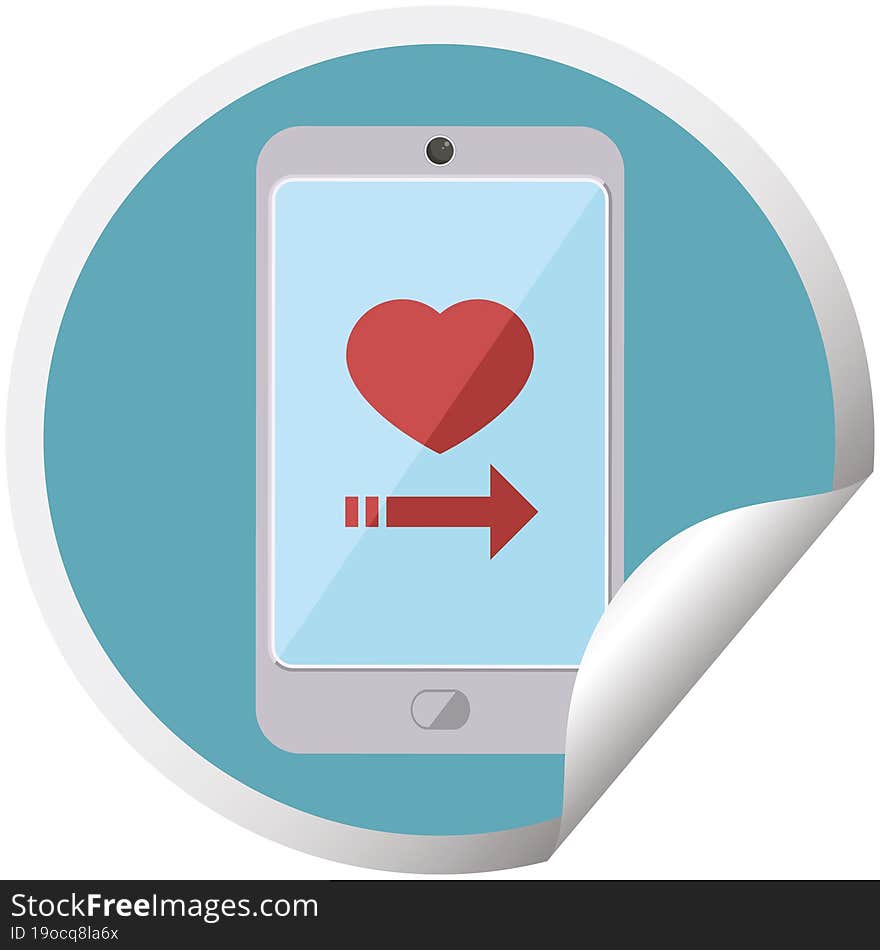 Dating App On Cell Phone Graphic Circular Sticker