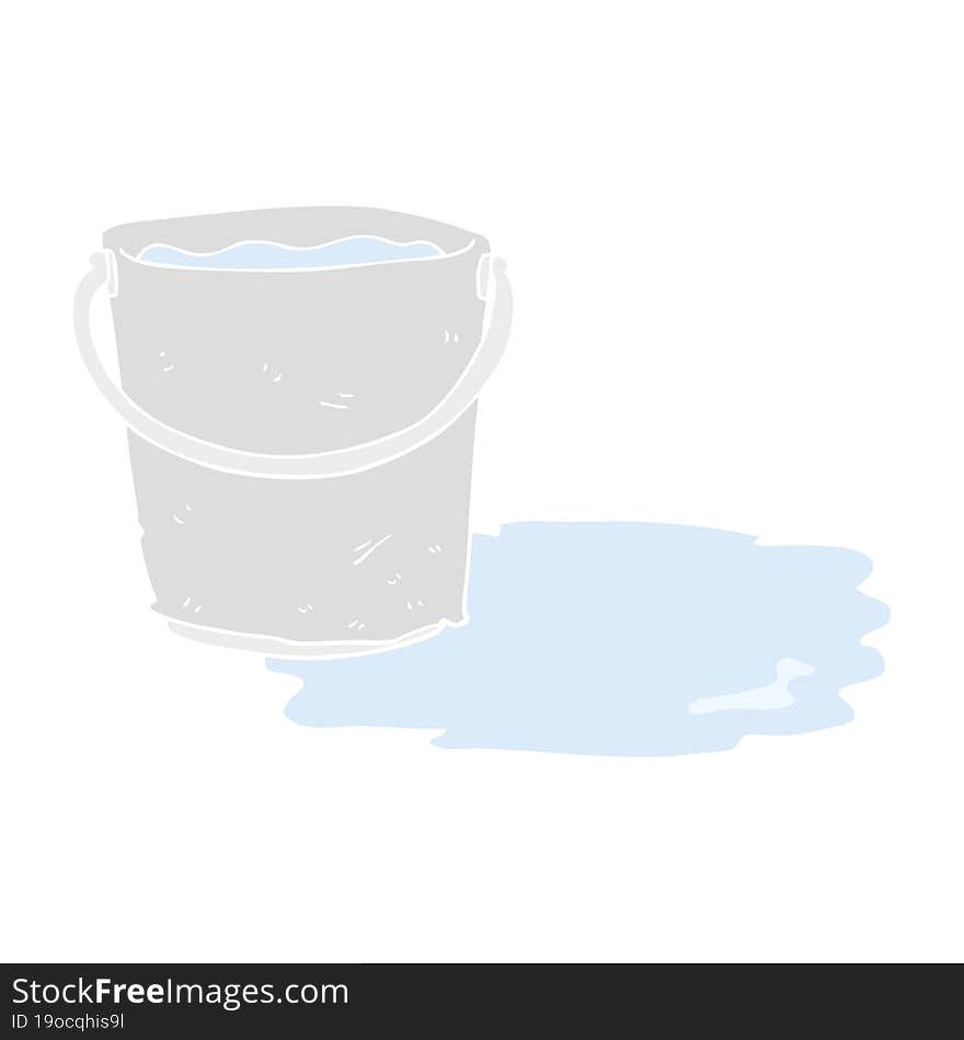 Flat Color Illustration Of A Cartoon Bucket Of Water