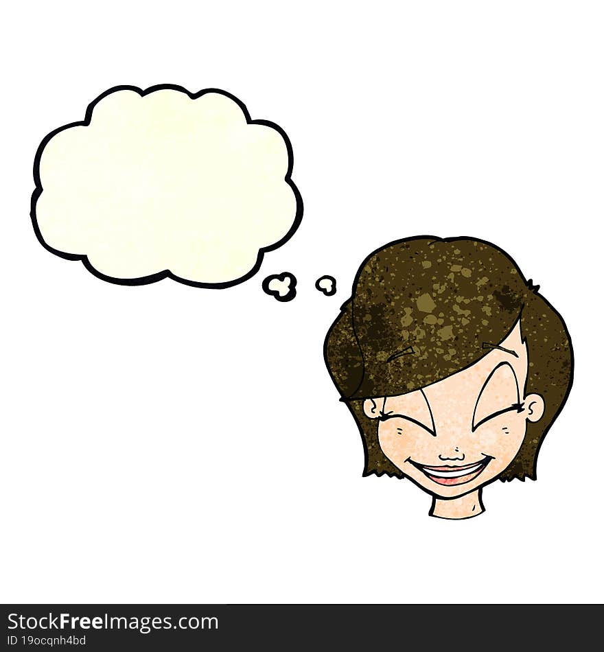 Cartoon Pretty Female Face With Thought Bubble