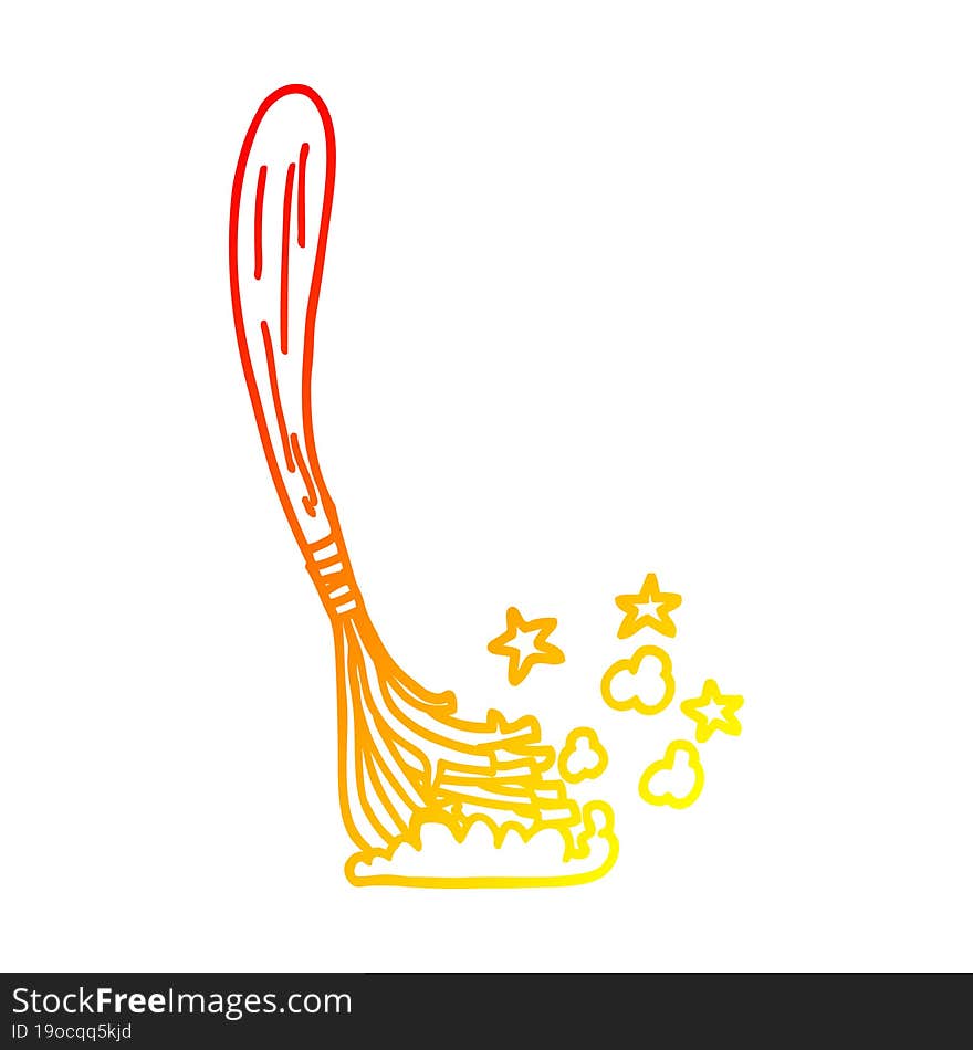 warm gradient line drawing cartoon magic broom sticks