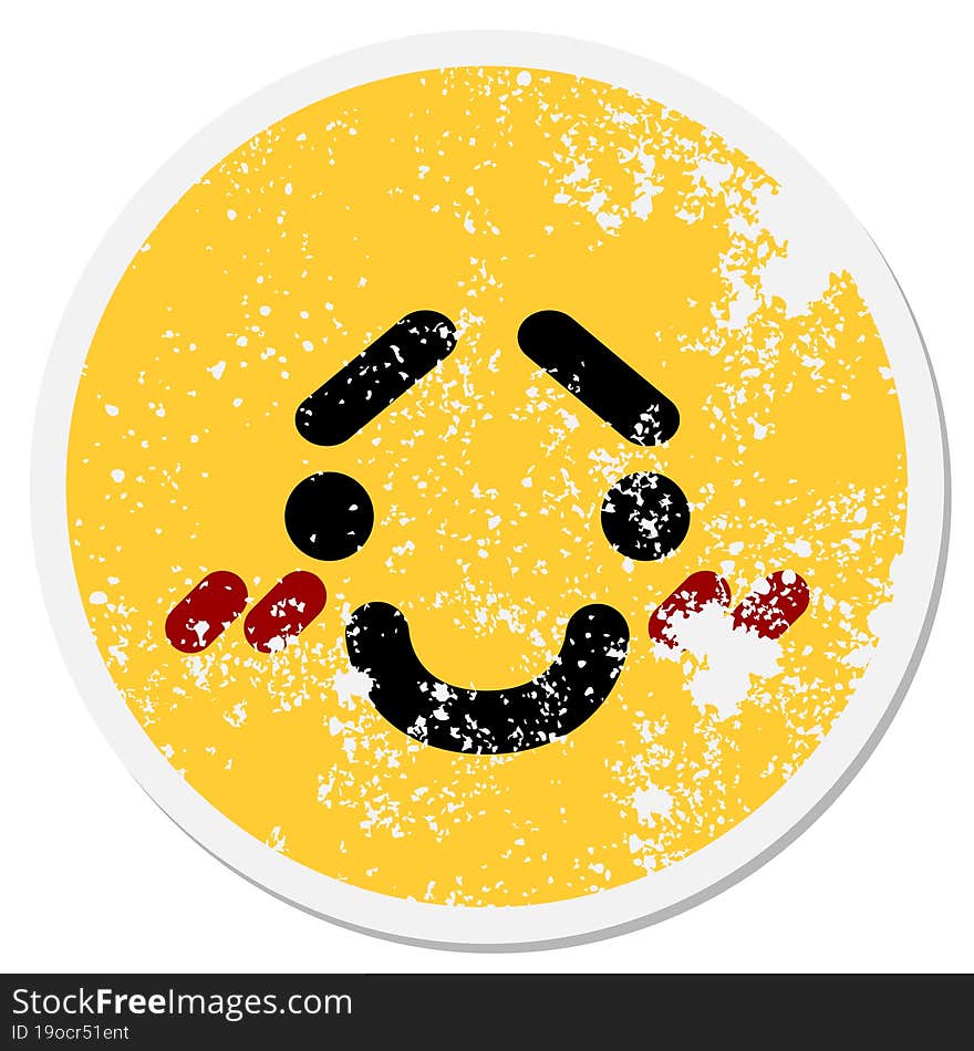 happy blushing face circular sticker