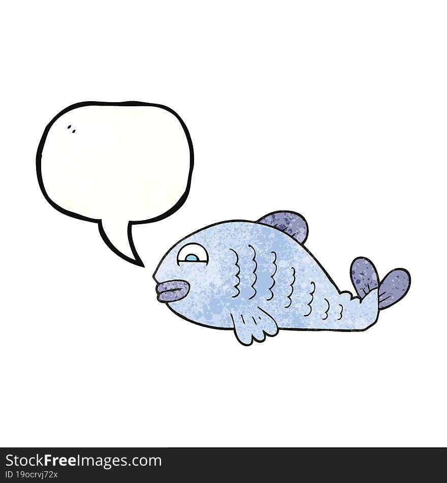 freehand speech bubble textured cartoon fish