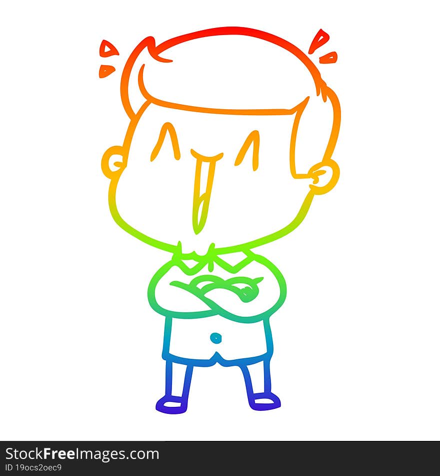 rainbow gradient line drawing cartoon excited man