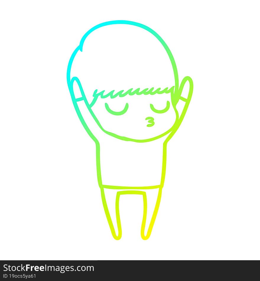 cold gradient line drawing cartoon calm boy