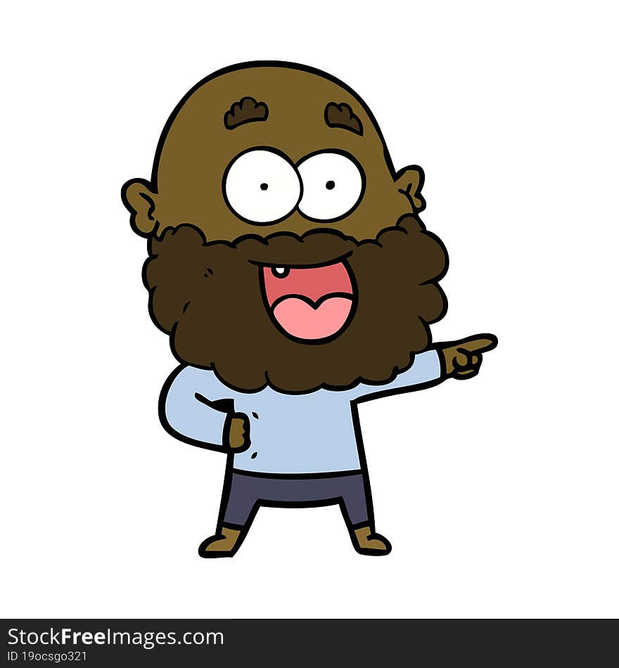 cartoon crazy happy man with beard. cartoon crazy happy man with beard